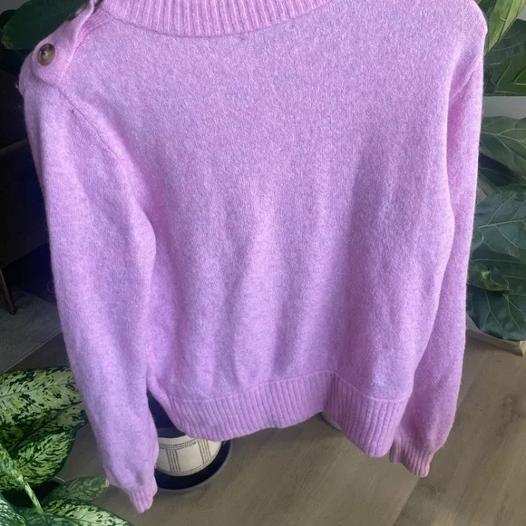 J. Crew Pink Crew Neck Sweater with Botton Details - Picture 5 of 7